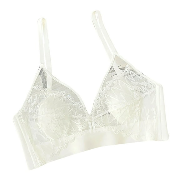 XFLWAM Women's Lace Sexy Bra See Through Sheer Unlined Full Coverage Bras Bralette Wireless Bra Everyday Strappy Lingerie