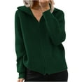 thumbnail image 1 of XFLWAM Women's Lapel V Neck Ribbed Zipper Up Knit Pullover Jumper Solid Color Knitwear Long Sleeve Cardigan Sweaters Green XL, 1 of 5