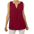 thumbnail image 1 of XFLWAM Women's Linen Tank Tops V Neck Sleeveless Tunic Shirts Summer Casual Loose Flowy Blouse, 1 of 5