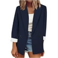 thumbnail image 1 of XFLWAM Women's Long Sleeve Blazer Notch Lapel Open Front Business Office Blazers Coat Casual Jacket with Lapel Pockets Dark Blue XS, 1 of 1
