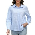 thumbnail image 1 of XFLWAM Women's Long Sleeve Button Down Shirts Embroidered Eyelet V Neck Shirts Dressy Casual Solid Color Fall Work Tops, 1 of 5