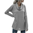 thumbnail image 1 of XFLWAM Women's Long Sleeve Cowl Neck Sweater Pullover Turtleneck Casual Loose Tunic Tops Gray S, 1 of 8