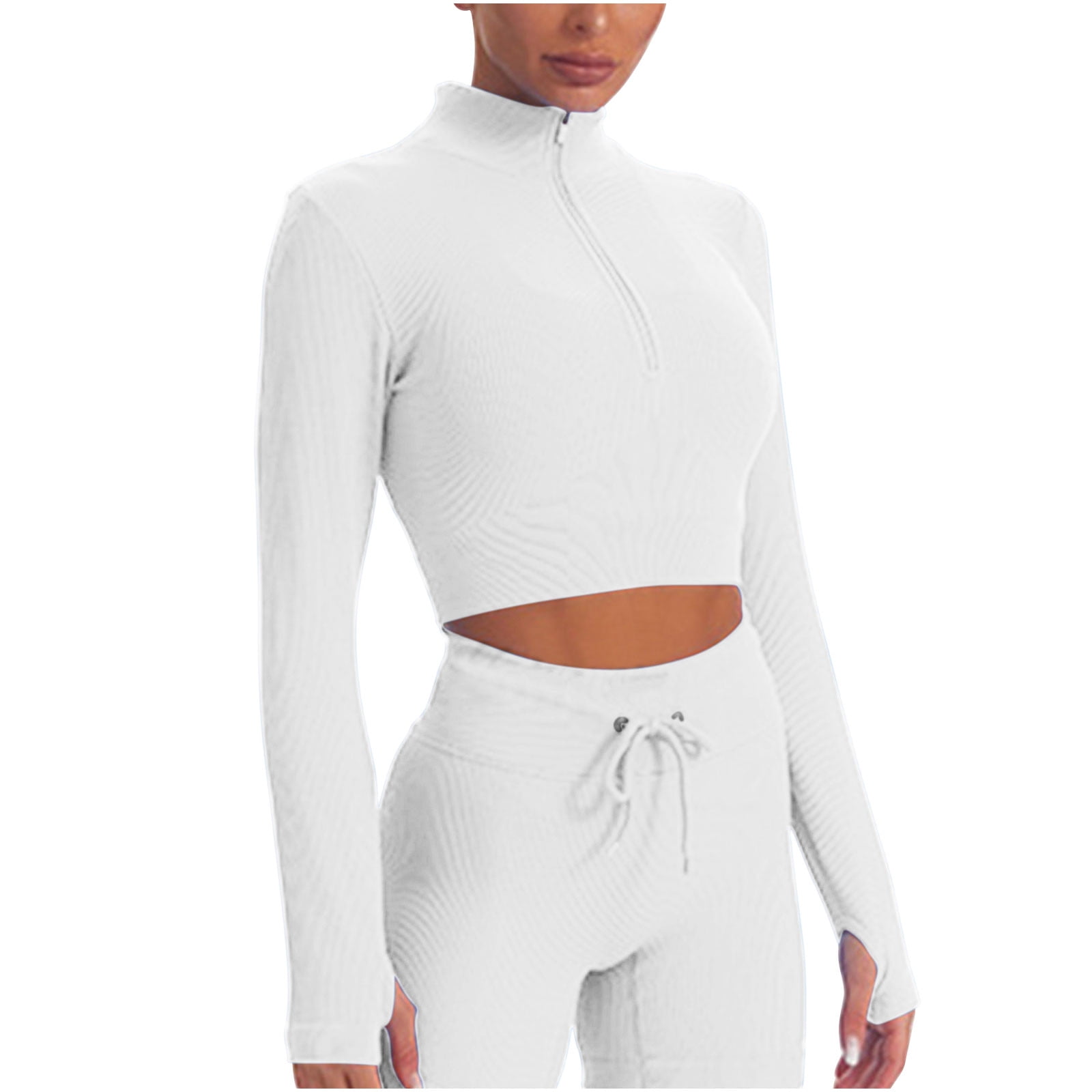 XFLWAM Women's Long Sleeve Crop Top Quick Dry Cropped Workout