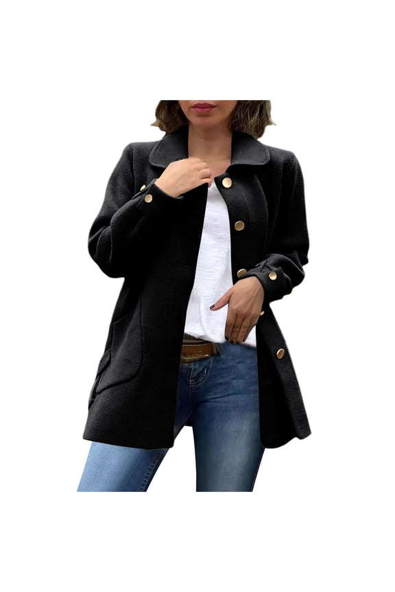 Women's Long Sleeve Sweater Blazer Notched Collar Casual Business Jacket Coat with Pockets for Work Office Fall Outerwear XXL
