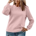 thumbnail image 1 of XFLWAM Women's Long Sleeve Sweatshirts Twist Texture Crewneck Pullover Tops Fall Casual Solid Color Going Out Clothes, 1 of 4