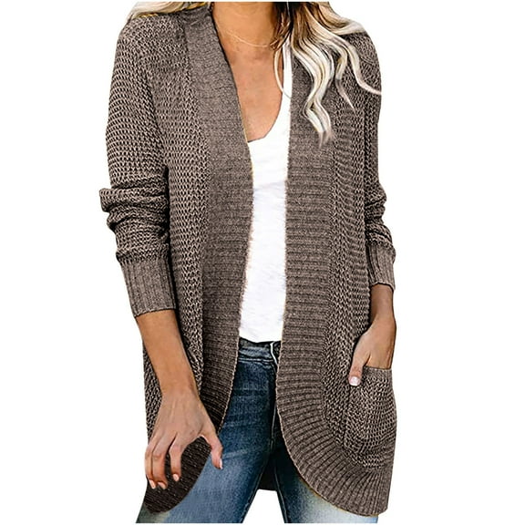 XFLWAM Women's Long Sweater Cardigan Sweater Top Outwear Casual Cardigan Sweater Top Jacket Fall Sweaters for Coffee XXL