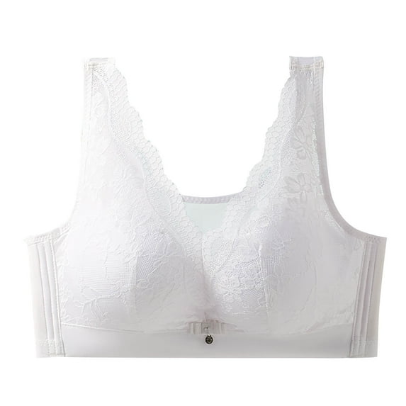 XFLWAM Women's Mesh Floral Lace Lightweight Bras Full Figure No Underwire Bra Push Up Comfy Breathable Everyday Bralettes