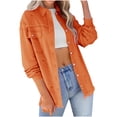 thumbnail image 1 of XFLWAM Women's Oversized Denim Jacket Boyfriend Long Sleeve Button Down Shirts Jackets Frayed Hem Distressed Jean Shacket Coats Fall Outfits Orange XXL, 1 of 6