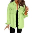 thumbnail image 1 of XFLWAM Women's Oversized Denim Jacket Lightweight Button Down Long Jean Jacket Casual Boyfriend Distresse Jacket Coats Green M, 1 of 6