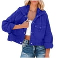 thumbnail image 1 of XFLWAM Women's Oversized Denim Jacket Long Sleeve Button Down Hooded Jean Coat with Pockets Blue S, 1 of 6