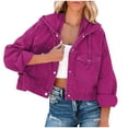 thumbnail image 1 of XFLWAM Women's Oversized Denim Jacket Long Sleeve Button Down Hooded Jean Coat with Pockets Pink L, 1 of 5