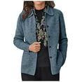 thumbnail image 1 of XFLWAM Women's Oversized Long Sleeve Shacket Jacket Lapel Solid Color Button Down Wool Blend Coats with Pockets Blue S, 1 of 6
