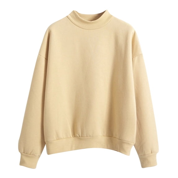 XFLWAM Women's Oversized Turtleneck Sweatshirt Long Sleeve Drop Shoulder Pullover Tops Mock Neck Solid Color Lightweight Hoodies Yellow M