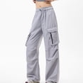 thumbnail image 1 of XFLWAM Women's Parachute Pants Drawstring Elastic Waist Waist Ruched Cargo Pants Streetwear Casual Baggy Wide Leg Joggers with Pockets, 1 of 4