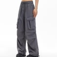 thumbnail image 1 of XFLWAM Women's Parachute Pants Drawstring Elastic Waist Waist Ruched Cargo Pants Streetwear Casual Baggy Wide Leg Joggers with Pockets, 1 of 4