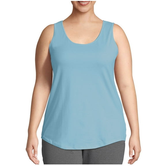 XFLWAM Women's Plus Size Tank Top Scoop Neck Sleeveless Shirts Casual Loose Fit Racerback Workout Basic Tee