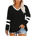 thumbnail image 1 of XFLWAM Women's Plus Size Tops Striped Color Block Long Sleeve V Neck T Shirts Casual Loose Fall Tunics Tee Shirt, 1 of 5