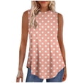 thumbnail image 1 of XFLWAM Women's Polka Dot Tank Tops Sleeveless Crew Neck Casual T Shirts Summer Vacation Tees Tops with Curved Hem, 1 of 6
