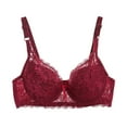 thumbnail image 1 of XFLWAM Women's Push Up Sexy Lace Bra Comfort Non Padded Full Coverage Underwire Unlined Bra Plus Size Bralette Red L, 1 of 4