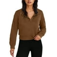 thumbnail image 1 of XFLWAM Women's Quarter Zipper Hoodies Long Sleeve Cropped Sweatshirts Casual Loose Solid Color Pullover Tops, 1 of 7