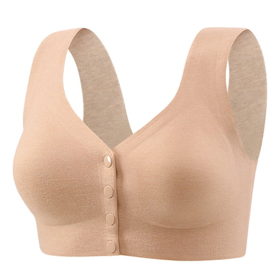 XFLWAM Women's Seamless Bra Push Up Bras No Underwire High Support Front Closure Front Snaps Full Coverage Easy Close Bras