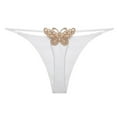 thumbnail image 1 of XFLWAM Women's Sexy Butterfly Embroidered G-String Y-Back Thong Panties White L, 1 of 4