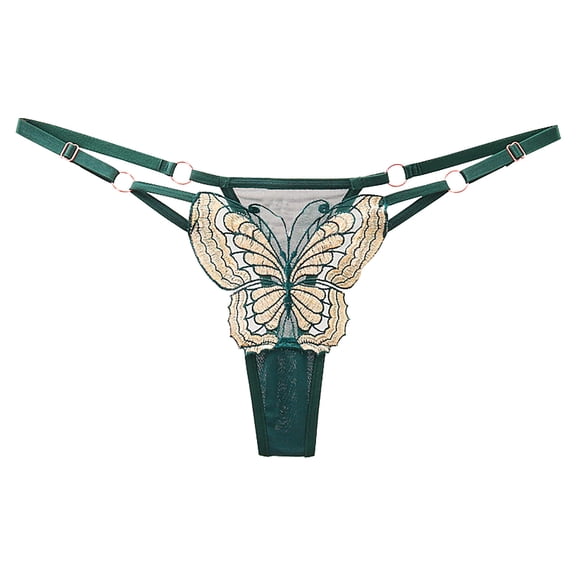 XFLWAM Women's Sexy Lace Mesh Panties Thong for Women G-String Stappy Thongs Underwear Panties Army Green