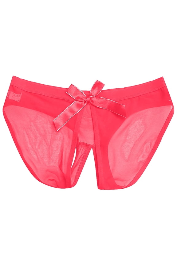 Women's Sheer Mesh Panties Open Sexy Hipster Lingerie Underwear Underpant Hot Pink