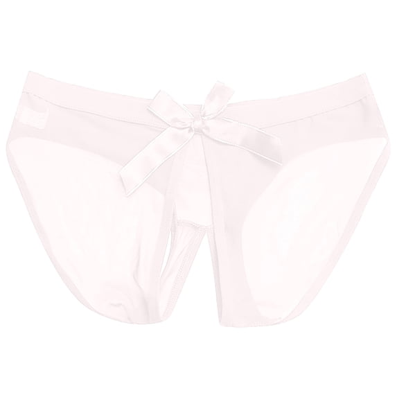 XFLWAM Women's Sheer Mesh Panties Open Sexy Hipster Lingerie Underwear Underpant White