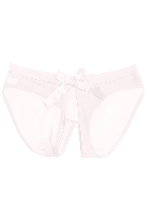 Women's Sheer Mesh Panties Open Sexy Hipster Lingerie Underwear Underpant White