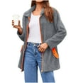 thumbnail image 1 of XFLWAM Women's Sherpa Fleece Jacket Casual Lapel Collar Zip Up Jackets Loose Winter Coats Warm Fuzzy Outwear with Pockets, 1 of 9