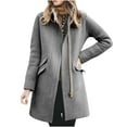 thumbnail image 1 of XFLWAM Women's Single Breasted Pea Coat Lapel Collar Winter Jackets Wool Blend Overcoat with Pockets Gray M, 1 of 5