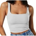 thumbnail image 1 of XFLWAM Women's Sleeveless Strappy Tank Square Neck Double Layer Workout Fitness Casual Basic Crop Tops, 1 of 6