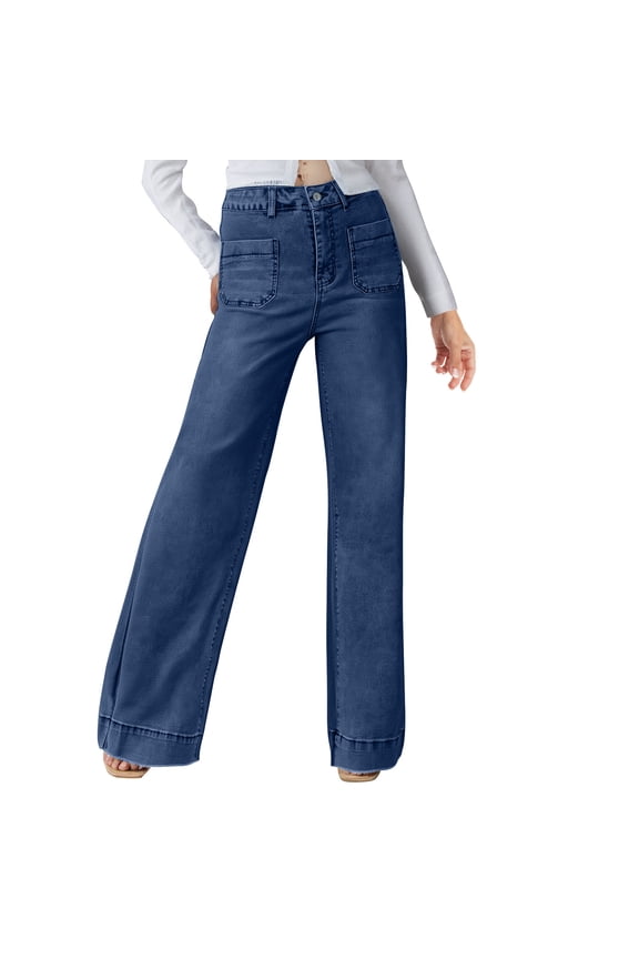 Women's Spring New High Waist Straight Leg Jeans Look Thin And Wide Legs Retro Style Pants