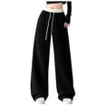 thumbnail image 1 of XFLWAM Women's Straight Leg Sweatpants Drawstring Elastic Waist Baggy Pants Long Jogger Track Pants Y2k Trendy Black XL, 1 of 1