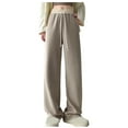 thumbnail image 1 of XFLWAM Women's Straight Leg Sweatpants Drawstring Elastic Waist Baggy Pants Long Jogger Track Pants Y2k Trendy Khaki S, 1 of 1