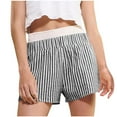 thumbnail image 1 of XFLWAM Women's Stripe Print Exposed Shorts Elastic High Waisted Wide Leg Y2K Workout Gym Shorts, 1 of 7