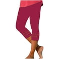 thumbnail image 1 of XFLWAM Women's Summer High Waisted Solid Color Capris Matching Slim Fitting Yoga Gym Pants, 1 of 4
