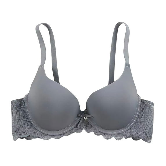 XFLWAM Women's Super Boost Padded Plunge Bra Lace Trim Smoothing Bralette Lift up Breathable Lightweight Daily Underwear