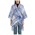 thumbnail image 1 of XFLWAM Women's Sweater Poncho Coat Shawl Wrap Poncho Cape Belt Gradient Cardigan Sweaters Open Front for Spring Winter Blue One Size, 1 of 6