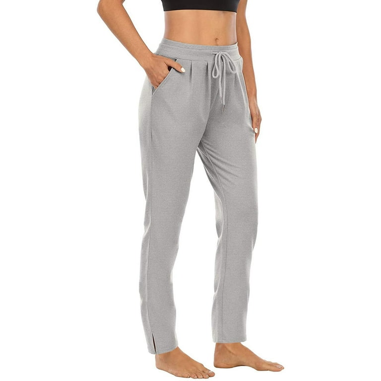 XFLWAM Women's Sweatpant with Pockets Drawstring Elastic Waisted Thermal  Joggers for Women Running Casual Yoga Pants Gray L