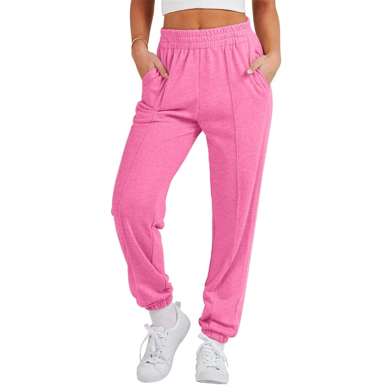 XFLWAM Women's Sweatpants Baggy Casual High Waisted Workout Athletic Bottom  Joggers Pants Hot Pink L