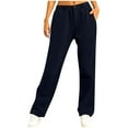 thumbnail image 1 of XFLWAM Women's Sweatpants Baggy High Waisted Straight Leg Lounge Pants Casua Lightweight Workout Athletic Pants Joggers with Pockets Navy Blue L, 1 of 6