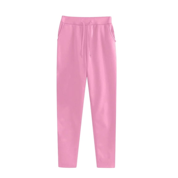 XFLWAM Women's Sweatpants Drawstring Elastic Waist Tapered Leg Joggers Lightweight Workout Athletic Track Pants with Pockets Pink S