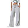 thumbnail image 1 of XFLWAM Women's Sweatpants Elastic High Waisted Drawstring Wide Leg Pants Casual Comfy Lightweight Joggers with Pockets Gray XL, 1 of 7