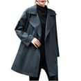 thumbnail image 1 of XFLWAM Women's Trench Coat Notch Lapel Long Sleeve Windbreaker Double Breasted Waist Belted Overcoat Outerwear Dark Gray XXL, 1 of 8