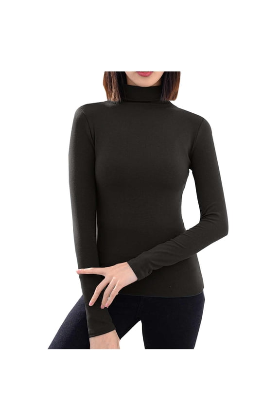 Women's Turtleneck Shirts Mock Neck Long Sleeve Slim Fit Tops Casual Lightweight Ribbed Knit Pullover Tops