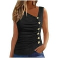 thumbnail image 1 of XFLWAM Women's V Neck Tank Top Sleeveless Ruched Front Button Tank Shirts Casual Summer Solid Color Blouse, 1 of 7