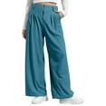 thumbnail image 1 of XFLWAM Women's Wide Leg Dress Pants High Waisted Pleated Palazzo Trousers Casual Loose Work Business Slacks Sky Blue S, 1 of 9