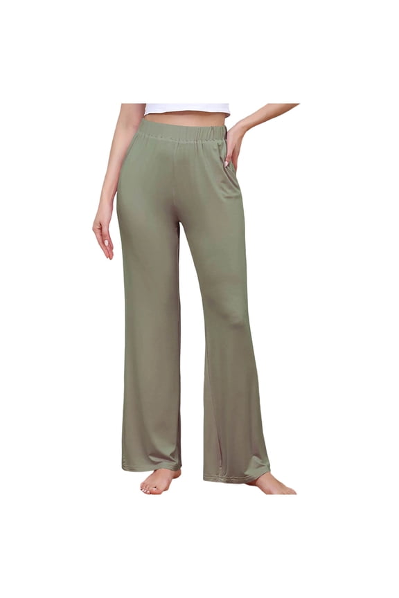 Women's Wide Leg Lounge Pants Elastic High Waisted Yoga Pants Pajamas Bottoms Dance Sweatpants with Pockets